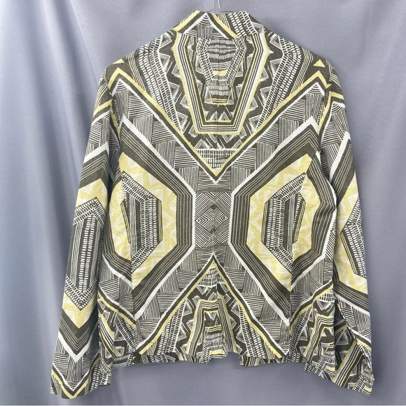 Chico’s Shimmer Heidi Geometric Print Linen Blend Cardigan Jacket Size 1 Medium - Picture 3 of 8